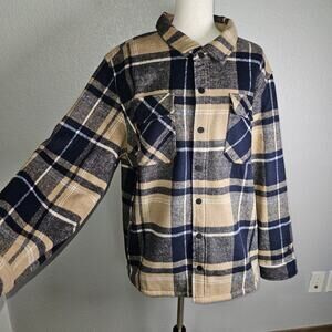 Dakine Thick Navy and Tan Snap Up Flannel Jacket  Men's Large Shacket